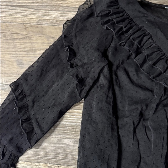 Walter Baker Elegant Black Ruffle Blouse Small corporate goth - Picture 2 of 4